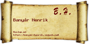 Banyár Henrik névjegykártya